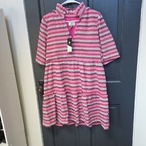 Tuckernuck Pink Multi-Stripe Tiered Knit Dress
